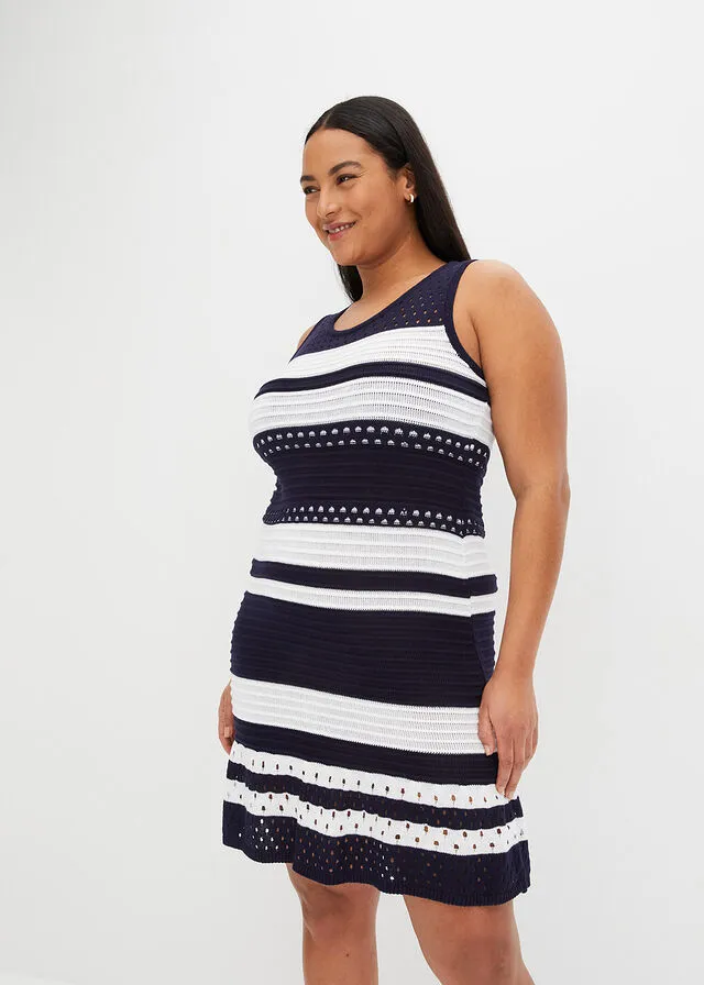 VESTIDO DE PUNTO AZUL MARINOBLANCO CON RAYAS