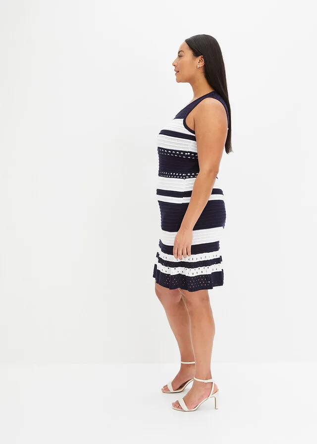 VESTIDO DE PUNTO AZUL MARINOBLANCO CON RAYAS