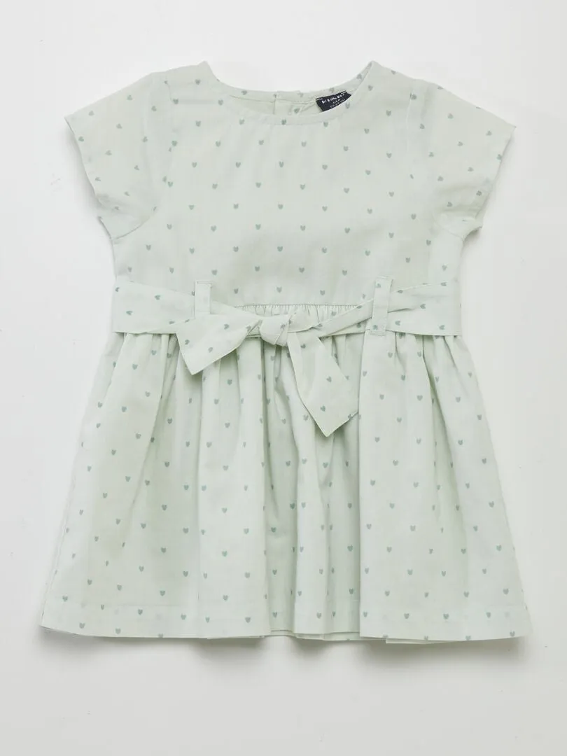 VESTIDO ESTAMPADO CON CINTURóN ANUDABLE  VERDE
