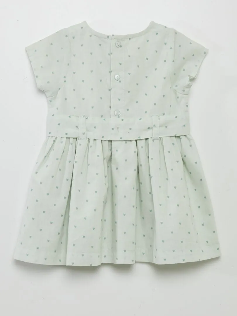 VESTIDO ESTAMPADO CON CINTURóN ANUDABLE  VERDE