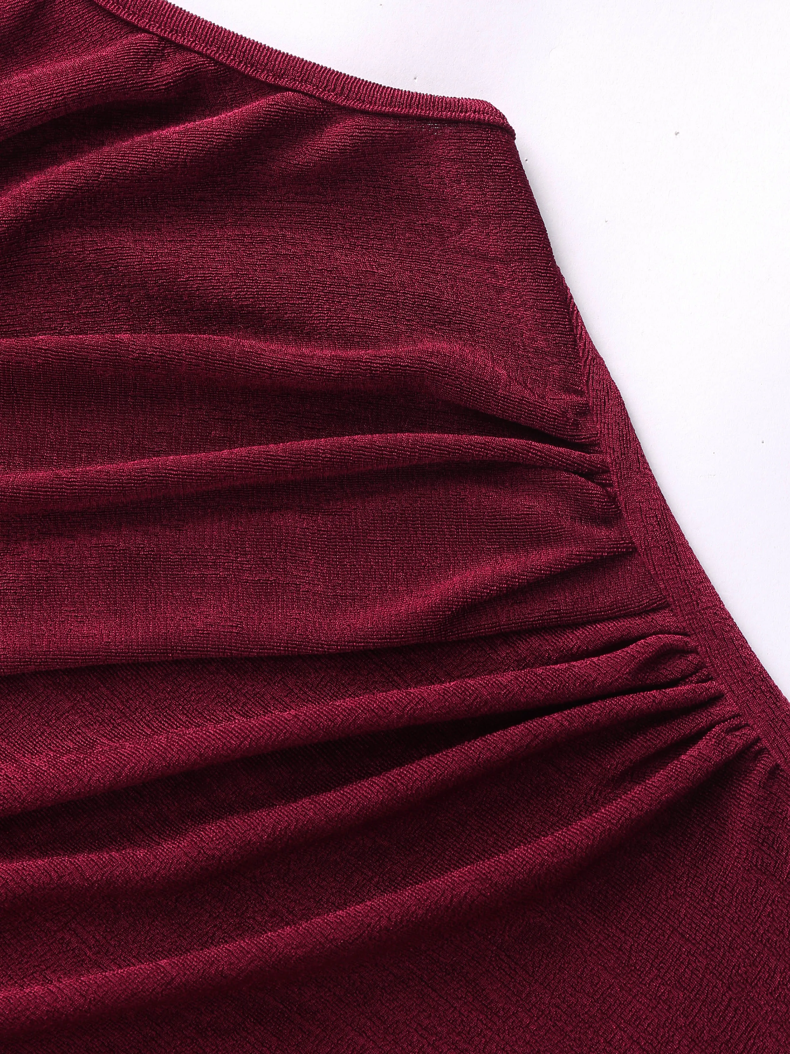  Vestido Maxi Sólido Sin Mangas con Cuello Alto y Abertura en Jersey