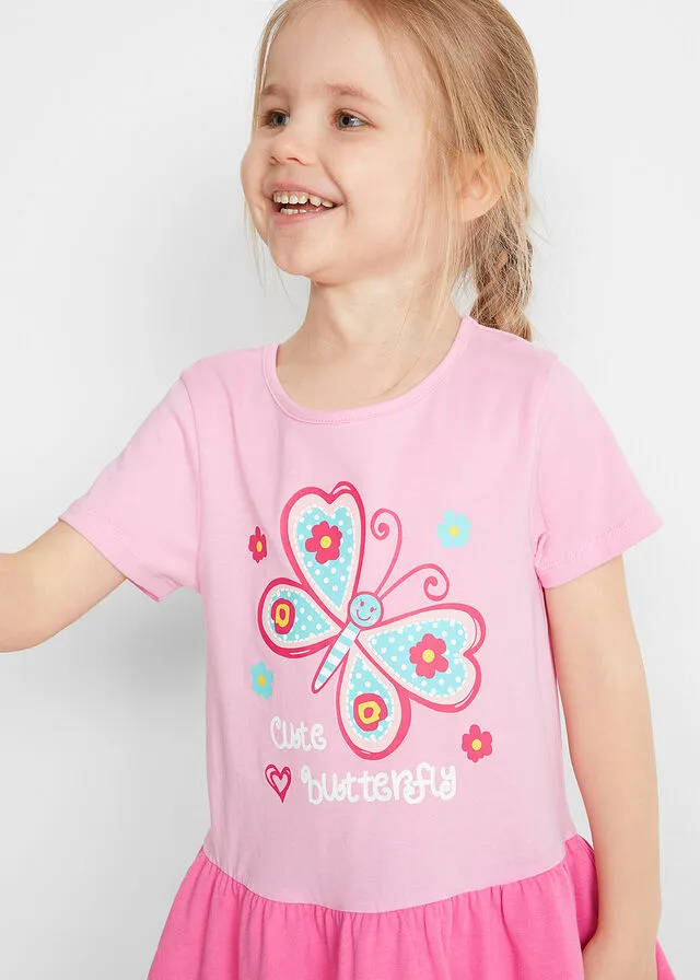 Vestido para niña y vestido de muñeca (2 piezas) de algodón orgánico Rosa