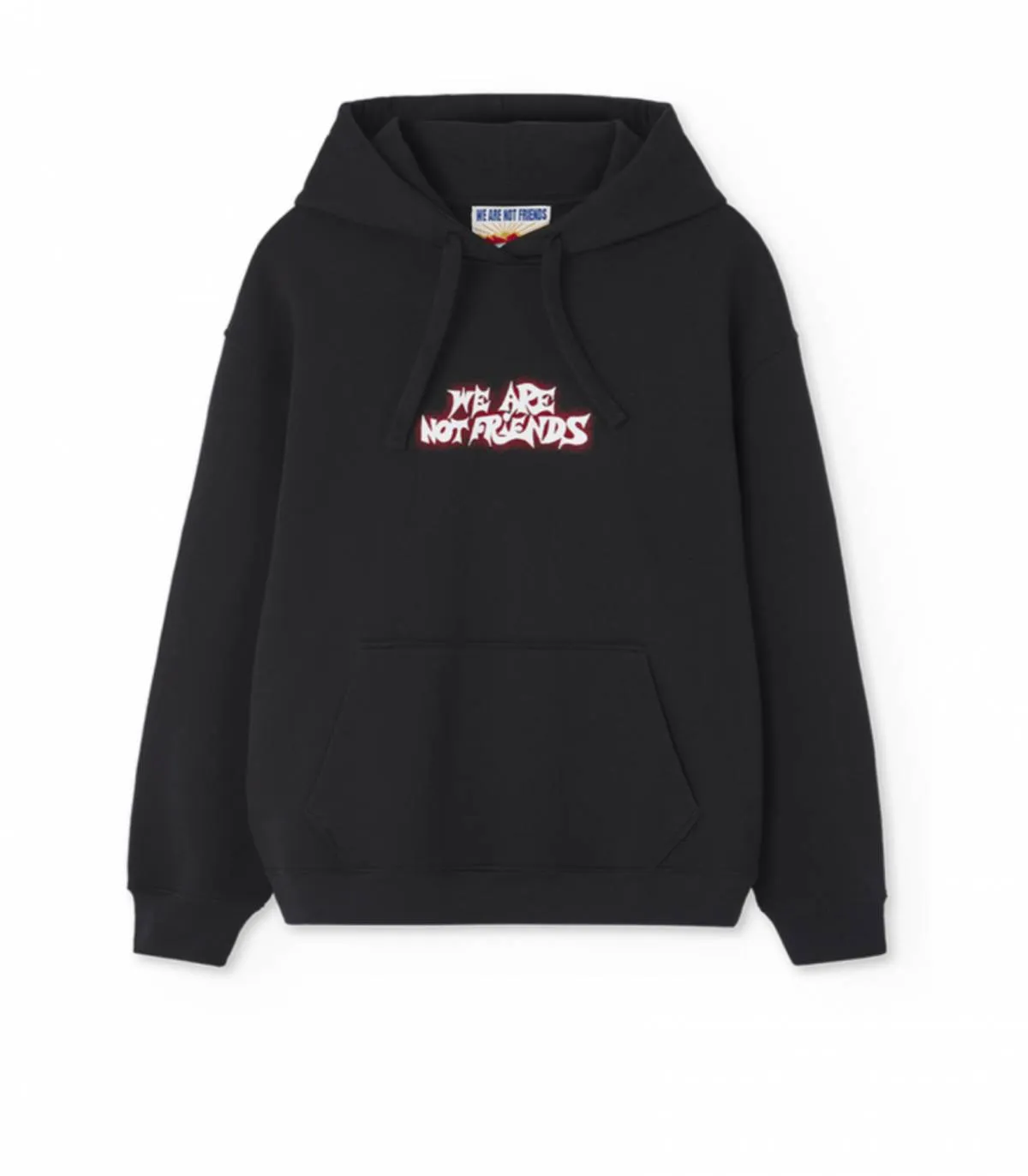 WE ARE NOT FRIENDS  SUDADERA PARA HOMBRE NEGRA  F**K THE WORLD HOODIE BLACK