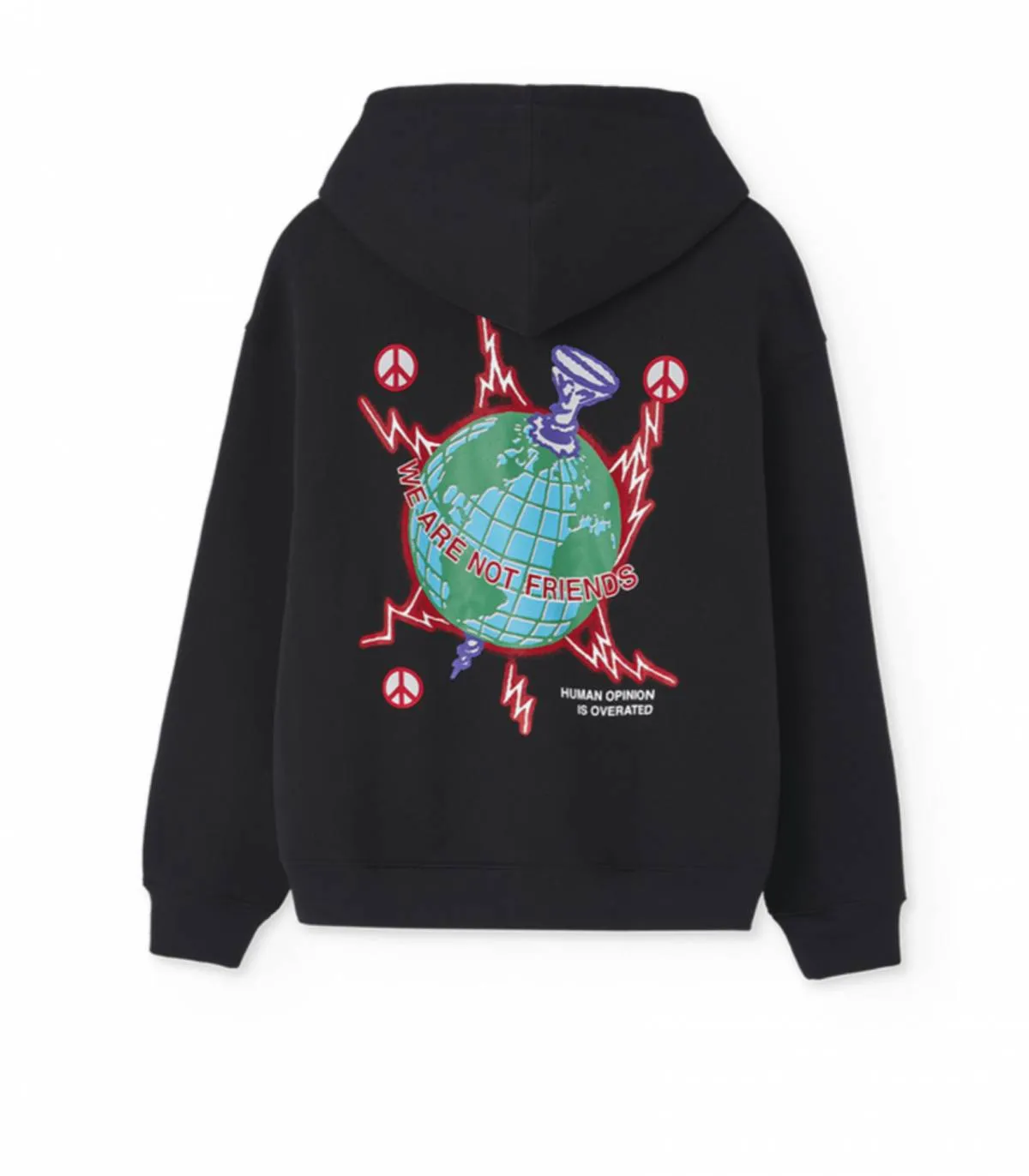 WE ARE NOT FRIENDS  SUDADERA PARA HOMBRE NEGRA  F**K THE WORLD HOODIE BLACK