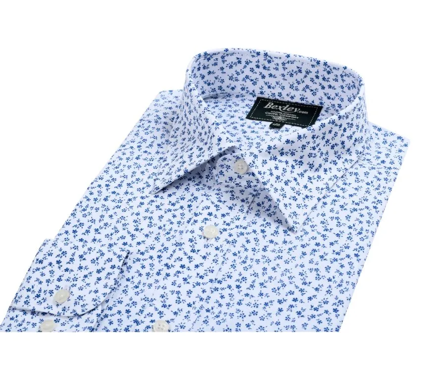 WHITE COTTON SHIRT WITH BLUE FLOWERS PRINT  NOÉ