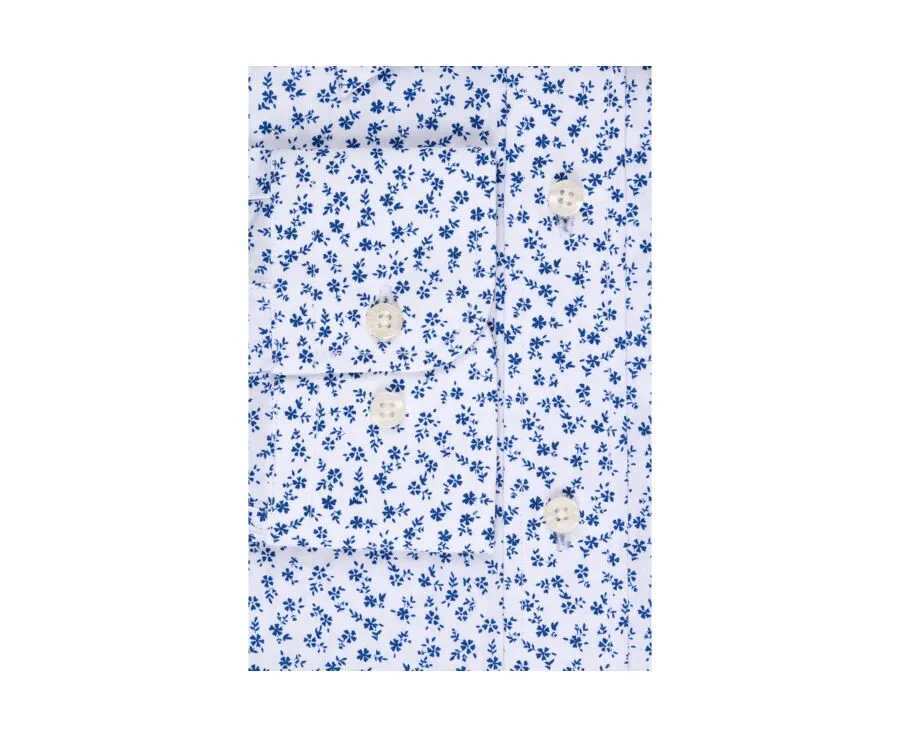 WHITE COTTON SHIRT WITH BLUE FLOWERS PRINT  NOÉ