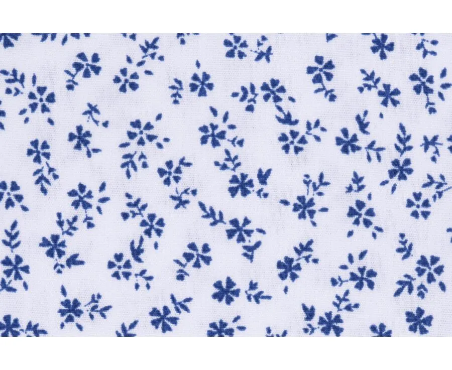 WHITE COTTON SHIRT WITH BLUE FLOWERS PRINT  NOÉ