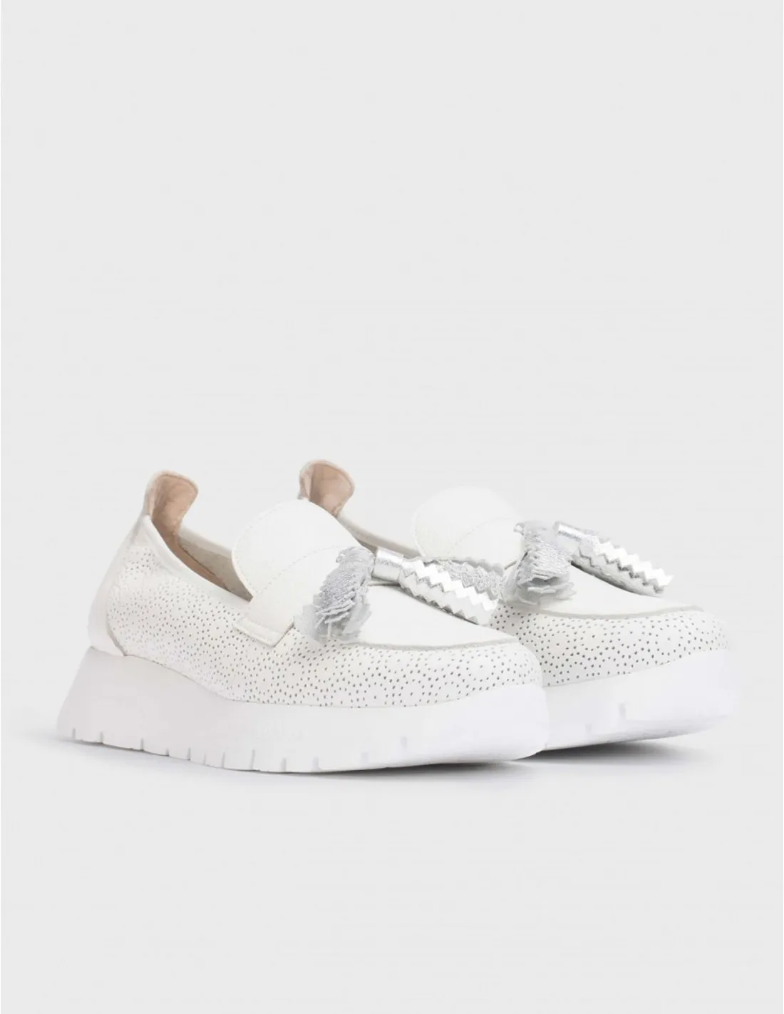 WONDERS Mocasines Borlas Piel Blancos