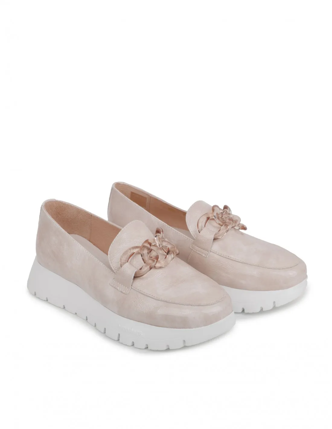 WONDERS Mocasines Plataforma Cadena Beige