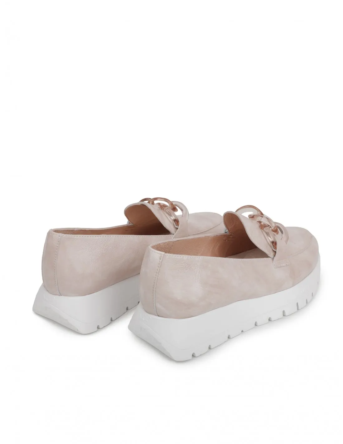 WONDERS Mocasines Plataforma Cadena Beige