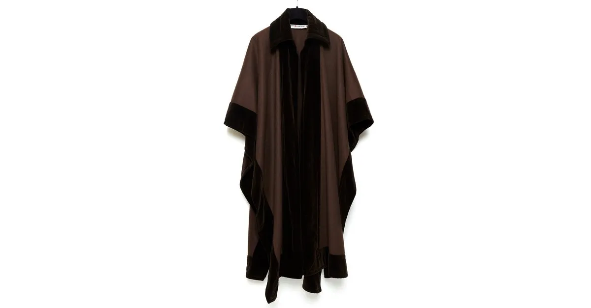 Yves Saint Laurent lana marrón y terciopelo Castaño 