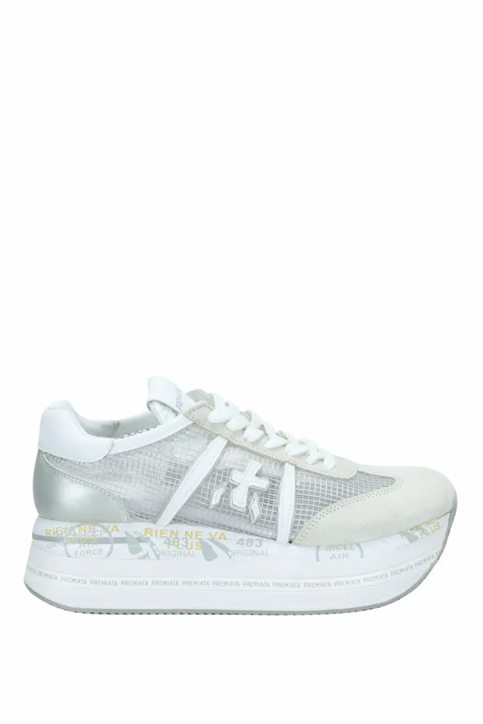 Zapatillas beige con plateado y rejilla 