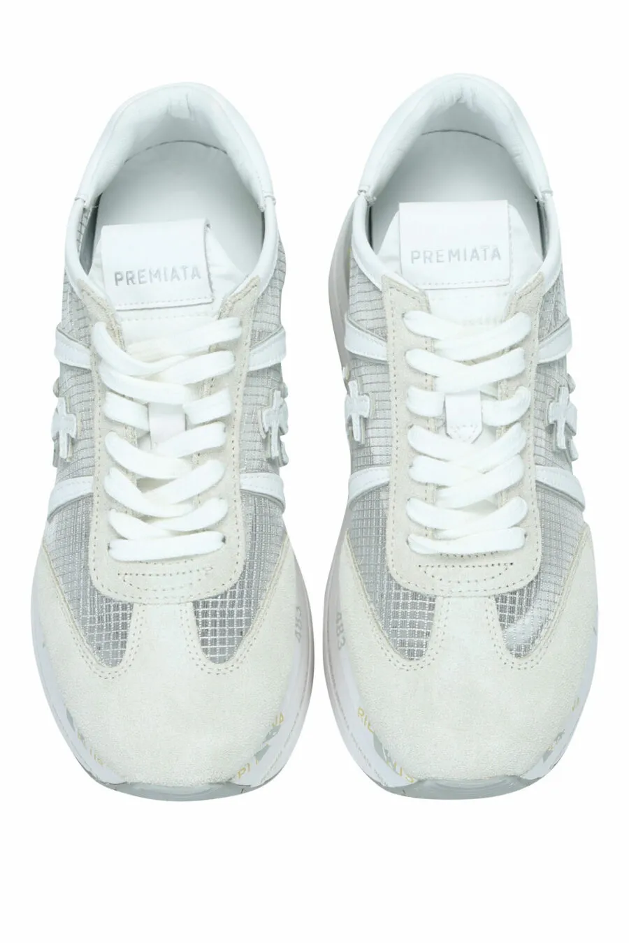 Zapatillas beige con plateado y rejilla 