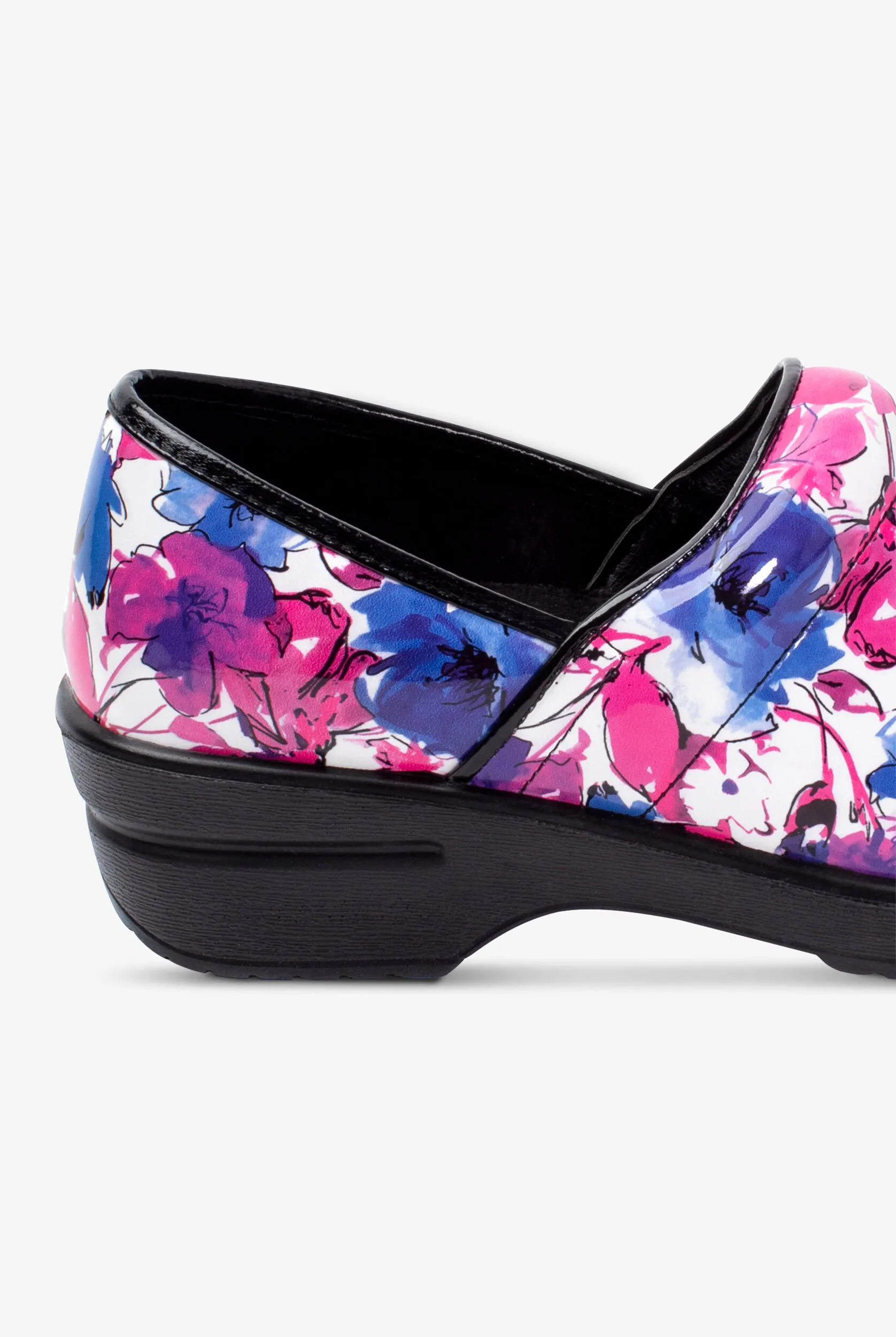 Zuecos de enfermería Savvy Brandy Pink/Purple Flower para mujer